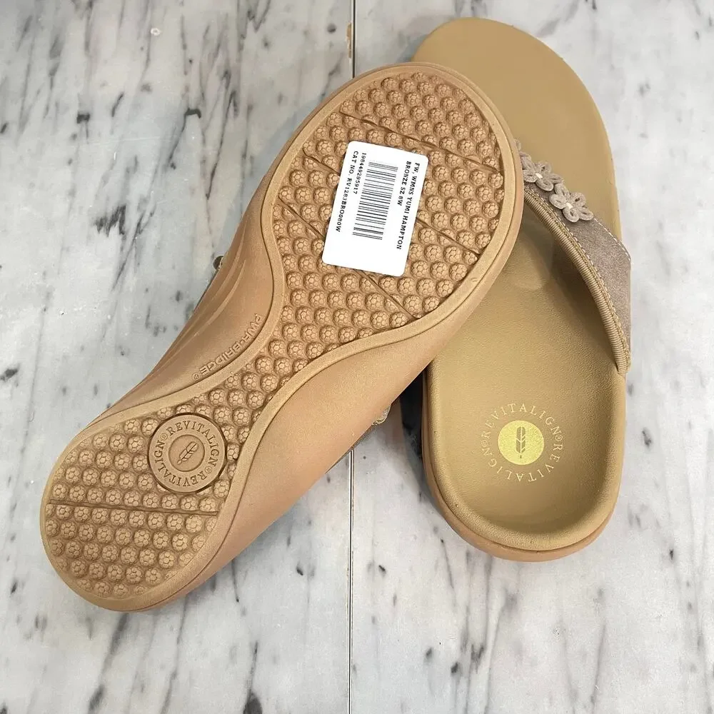 Revitalign Yumi Hampton Bronze Orthotic Thong Sandals Women’s 8W Comfort NWT - Picture 6 of 7